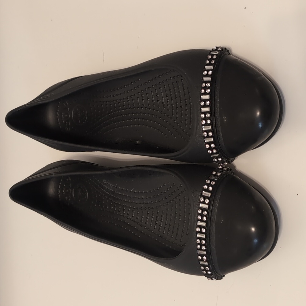 Crocs Black Women's Flats with Rhinestone Detail Size 8 - Picture 3 of 8